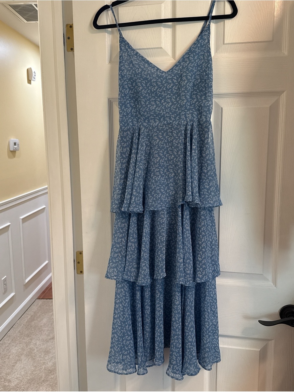 Blue Tiered Spaghetti-Strap Dress
